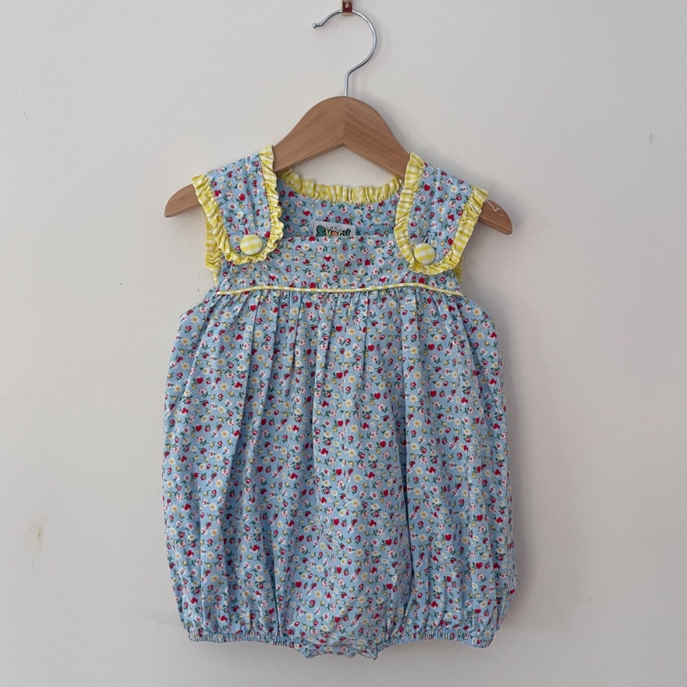 SMOCK CANDY EUC Handmade Cotton Classic Floral Bubble w/ Ruffle Detail